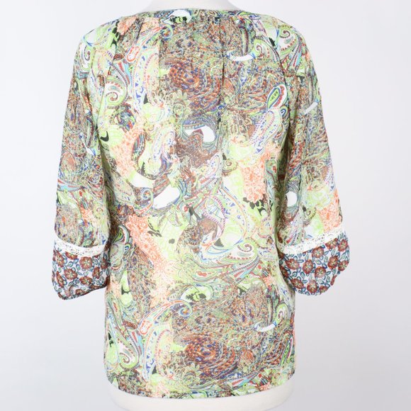 Figueroa & Flower Womens Small Paisley Sheer Blouse Top - Picture 2 of 5